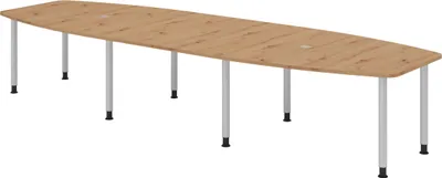 Produktbild von bümö Konferenztisch groß KT40 - Nachbildung: Asteiche, tischfuss: Füße in Silber