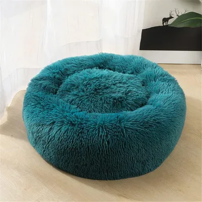 Image de Lit pour chien, lit pour chat, doux, rond, en peluche, 80 cm, couleur gris foncé