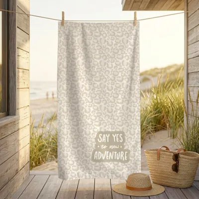 Zdjęcie produktu dla Ręcznik plażowy XXL 100 x 200 cm, wzór w panterkę, bawełna i mikrofibra, szybkoschnący, na plażę
