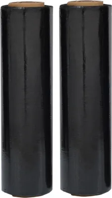 Produktbild von 2 Rollen - Stretchfolie in SCHWARZ - 500mm x 250m 23my - Palettenfolie, Verpackungsfolie, Umzugsfolie für sicheren Transport - reißfest, flexibel, transparent, ideal für Lager, Versand, Umzüge