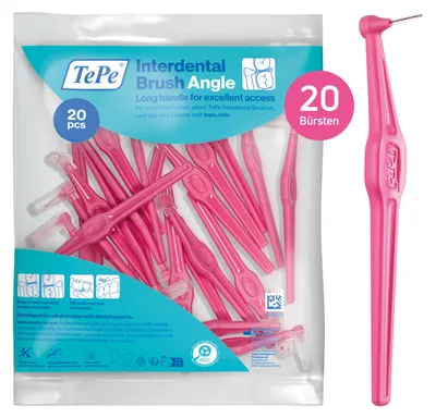 Produktbild von 20-Pack TePe Interdentalbürste Angle Pink, ISO-Größe 0, 0,4mm, Zahnzwischenräume