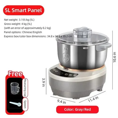 Produktbild von Teigknetmaschine - Elektrischer Teigkneter 5 l - Integrierte Gärfunktion 25–38 °C - Gärschüssel - 220 V EU-Stecker - Für Heimbacken