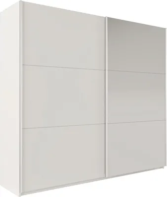 Produktbild von BETTSO Geräumiger zweitüriger weißer Kleiderschrank GOVI 225 mit Spiegel für das Schlafzimmer