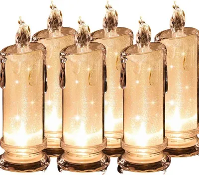 Zdjęcie produktu dla Świeczki LED 18 cm, zestaw 6 sztuk, efekt migoczącego płomienia, wkłady do lamp grobowych