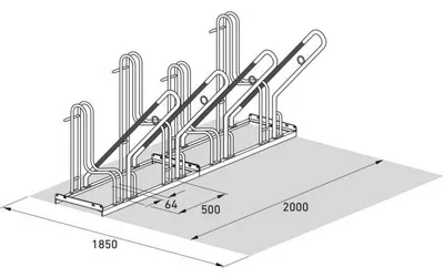 Produktbild von Fahrradständer mit Anlehnbügel 4704 XBF | 4 Räder einseitig | B2000mm