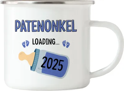 Produktbild von Patenonkel Loading 2025 Emaille Tasse Geschenk Werdende Patenonkel Babynews mit Ladebalken Schwangerschaft Geschenkidee