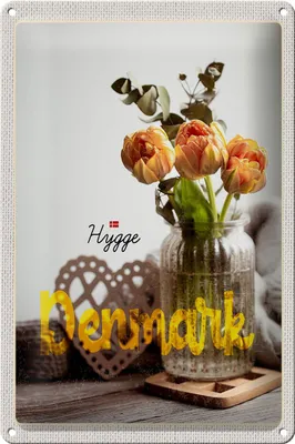 Produktbild von Blechschild Reise 20x30cm Dänemark Kopenhagen Blume Natur Vase