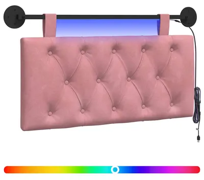 Produktbild von vidaXL Hängendes Kopfteil Mit LED Licht Rosa Samt