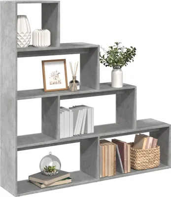 Produktbild von "2026 Promotion" Raumteiler-Bücherregal - Standregal - Aktenregal - 4 Etagen - Betongrau 143,5x29x143,5 cm - - Wohnzimmerschrank CC31903