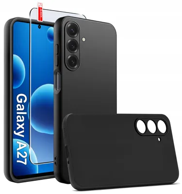 Zdjęcie produktu dla Etui Czarne Matowe Silikon Slim Do Samsung A27 5G + Szkło 9H