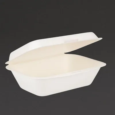 Obrázok produktu pre Kompostovateľná nádoba s výklopným vekom z cukrovej trstiny Fiesta 18,2 cm