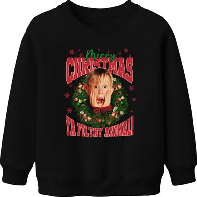 Obrázek produktu pro Merry Christmas Ya Filthy Animal Kevin McCallister - Home Alone Christmas Xmas Uni dětský vánoční svetr, černý, 152 cm
