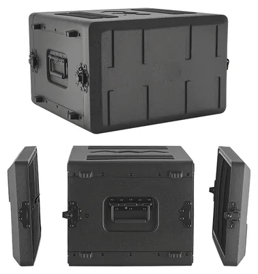 Zdjęcie produktu dla Walizka rackowa SucceBuy 6U o głębokości 39 cm, walizka transportowa o wymiarach wewnętrznych 35 cm, obudowa do montażu w szafie rackowej z przegrodą na mikrofon, konstrukcja z polietylenu, wpuszczane zamki, odpowiednia do wzmacniaczy, procesorów i kontrolerów