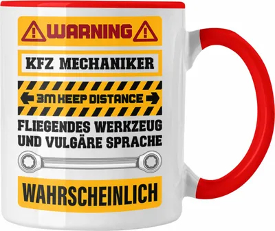 Produktbild von Trendation - KFZ Mechaniker Tasse Geschenk Lustig Spruch Geschenkidee Mechaniker Lustig (Rot)