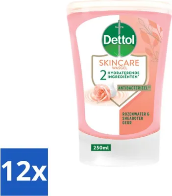 Produktbild von Dettol - Waschgel Nachfüllpackung - Hautpflege - Rosenwasser & Sheabutter - 250 ml - Vorteilspack - 12 Stücke