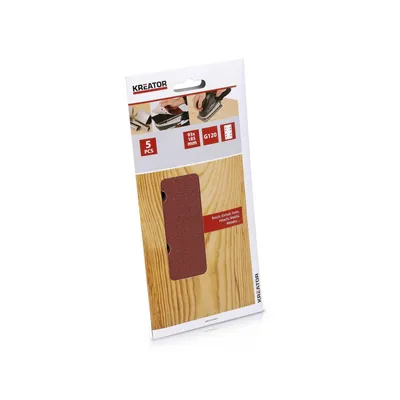 Produktbild von Satz aus 5 selbstklebenden, perforierten Schleifblättern (parallel) – Körnung 120 – 93 x 185 mm – Kreator