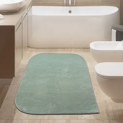 Image de Tapis de salle de bain design – coins arrondis – vert – dimensions : 80 x 120 cm