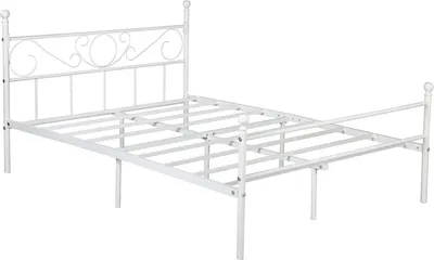 Produktbild von Happyment Metall-Bettgestell – 140x200cm – Inkl. Lattenrost – Doppelbett – Weiß – Modern und Stabil