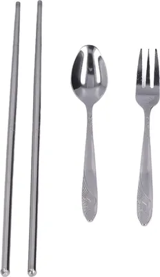Zdjęcie produktu dla Zestaw sztućców Małe przenośne piękne praktyczne wykwintne opakowanie Sztućce wielokrotnego użytku Srebrne sztućce do podróży na zewnątrz