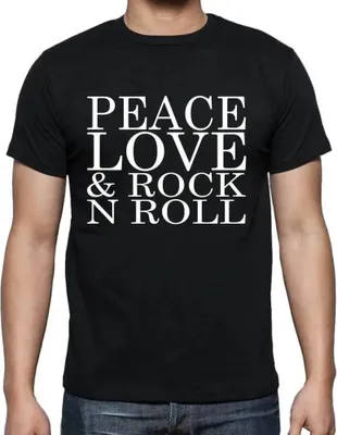 Produktbild von Herren Grafik T-Shirt Peace Love & Rock N Roll Öko-Verantwortlich Vintage Jahrgang Kurzarm Lustige Druck Geburtstag Geschenk Mann