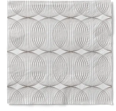 Produktbild von Tissue Cocktail-Serviette Ludo in Beige Grey-Braun, 24 x 24 cm, 150 Stück - Mank - Retro Kreise