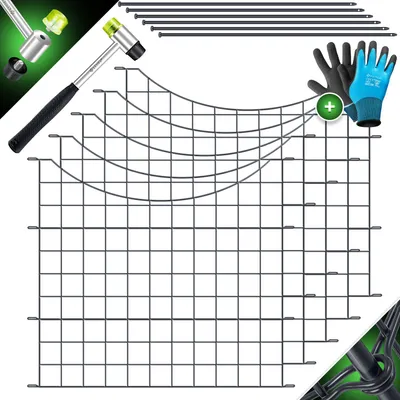 Produktbild von KESSER® Teichzaun Gartenzaun Steckzaun Komplettset Metall Zaunelemente Inkl. Hammer + Befestigungsstäben, Zaun zum stecken für Garten, Oberbogen Rund Gitterzaun Set Freigehege für Hunde