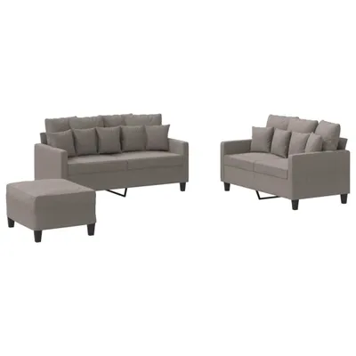 Image de vidaXL Ensemble de canapés 3 pièces avec coussins Tissu Taupe