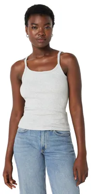 Immagine prodotto di Canottiera aderente da donna Essentials, in maglia a coste, color grigio chiaro melange, taglia M