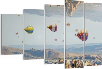 Produktbild von Bild auf Leinwand - Leinwandbild - 5 Teile - Surrealismus Flug Luftballons - 150x100cm - Wand Bild - Wanddeko - Wandbilder - Leinwanddruck - Bilder - Wanddekoration - Leinwand bilder - EG150x100-4454