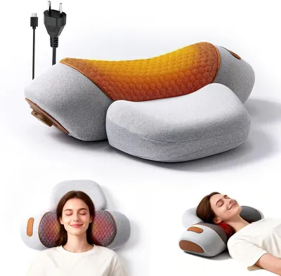 Produktbild von Nackenmassagegerät, verbesserte Nackenstütze mit Massagefunktion, neues 3-in-1-Massagekissen mit Wärme für 2026