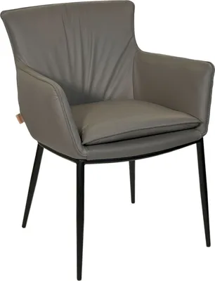 Produktbild von Six Lusso Echtleder Armlehnstuhl - Hochwertiges Rindsleder, belastbar bis 150 kg, ergonomisch, stabil, ideal für Esszimmer, Büro, Konferenzraum - in Schwarz, Grau, Braun