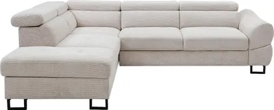 Produktbild von Ecksofa mit Schlaffunktion – Ecke links – Strukturstoff Beige – VAVERDO