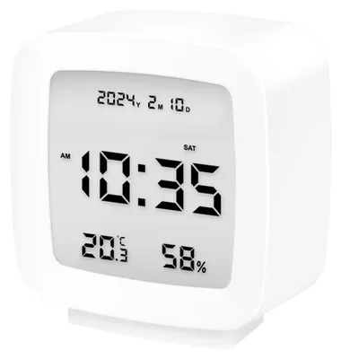 Digitaler Wecker mit Temperatur- und Luftfeuchtigkeitsanzeige, Snooze, weiß
