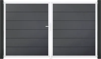 Produktbild von Doppeltor GroJa BasicLine links vormontiert ohne Pfosten Rahmen Aluminium 300 x 180 cm anthrazit