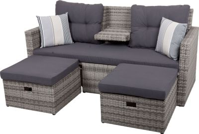 Garden Pleasure Loungesofa Valetta, hellgrau Kunststoff, Metall, 7-teilig