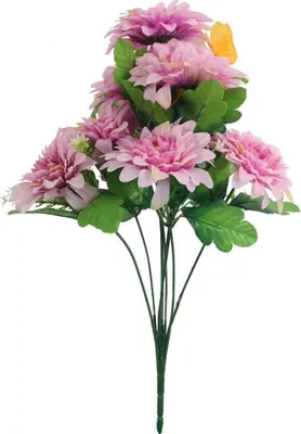 Image de Bouquet De Marguerites Roses Avec Papillons Décoratifs - Décoration Florale, 40 Cm