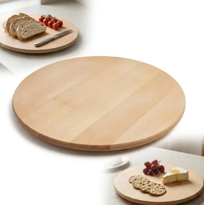 Obrázok produktu pre DREVENÁ KRUHOVÁ DOSKA s priemerom 60 cm na krájanie PIZZY, občerstvenia a syra – BUKOVÁ