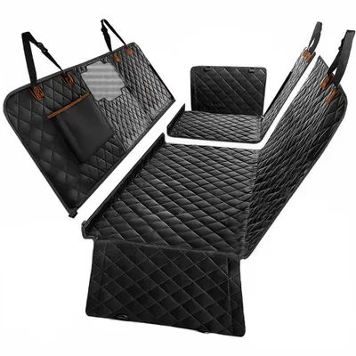 Produktbild von Fudajo deka na zadné sedadlo pre psov 137x147cm, deliteľný chránič zadného sedadla s okienkom na cesty autom, deka pre psa ako poťah na sedadlo v aute v čiernej farbe