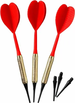 Productafbeelding van Darts pijlen set, 3 stuks – Kunststof softdart pijlen met reservepunten, veilig dartspel voor elektronische dartborden, 13 cm lang, rood – Best Sporting