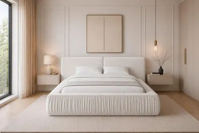 Produktbild von Doppelbett mit Kopfteil, Bettrahmen, Polsterbett Doppelbett Stauraumbett - Eleganz und Funktionalität in einem modernen Design, Dekorative Stoffsümpfe - Polsterbett 08 140x200 – Cloud Dancer (Riviera 02)