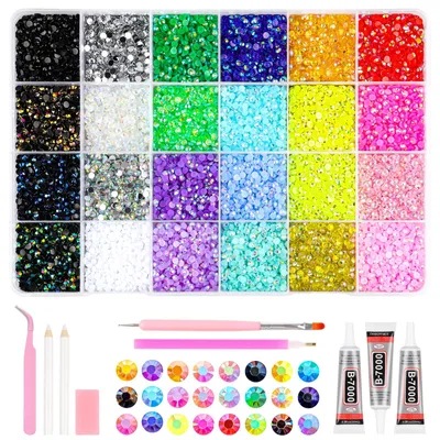 Bedazzling Kit 22000 Stück, 24 Farben, 3 mm, mit 3 Klebern