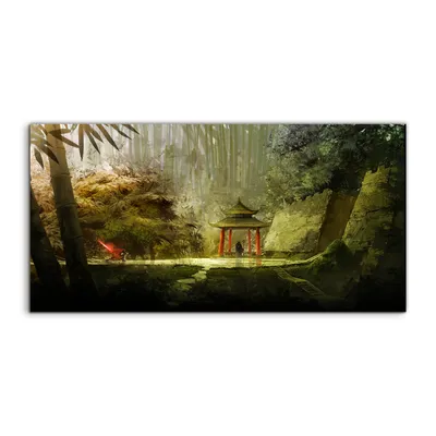 Produktbild von Coloray Canvas 120x60 Wandbild Leinwand Bilder Chinesisch Bauen Baum Sträucher Bambus
