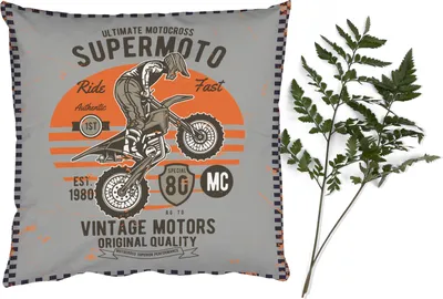 Produktbild von MuchoWow® Zierkissen Sofakissen Wohnzimmer Dekokissen 60x60 cm Mancave - Motor - Grau - Orange - Sitzfläche - Foto Polster
