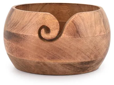 Produktbild von Garnschale aus Holz, tragbar, 17,78 x 17,78 x 10,16 cm