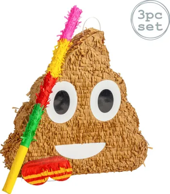 Produktbild von Fax Potato Poop Emoji Pinata Set mit Stick & Blindfold | 45 x 10 x 45 cm - Braun