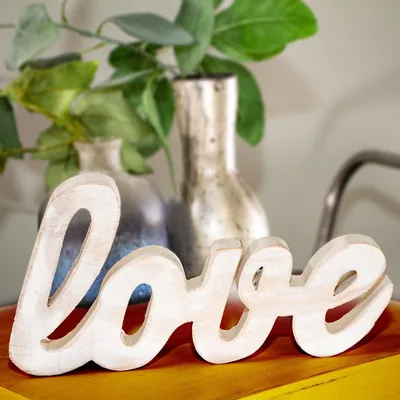 Produktbild von Holzfigur, "Love", Weiß, Dekoration