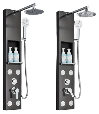 Produktbild von Duschpaneel – Duschsäule – 5 Funktionen – Mit Massagebrausen – Gebürstetes Nickel