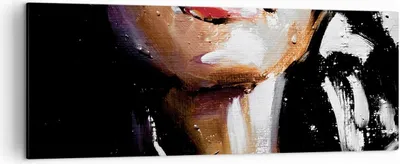 Produktbild von Bild auf Leinwand - Leinwandbild - Einteilig - Öl Mund Frau - 140x50cm - Wand Bild - Wanddeko - Wandbilder - Leinwanddruck - Bilder - Wanddekoration - Leinwand bilder - Wandbild - AB140x50-4724