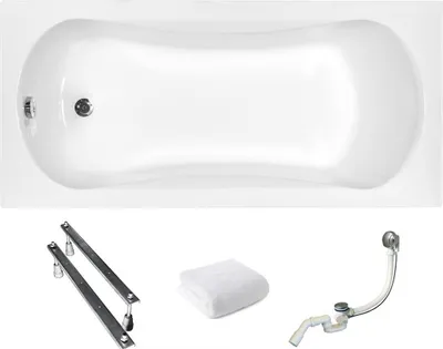 Produktbild von Aqua For You | Besco Aria Badewanne - 160x70cm - Acryl - Mit Füßen - Rechteckig - Syphon