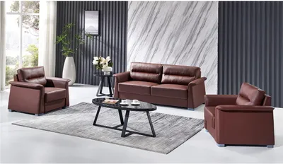 Produktbild von Sofa Couch Polster Leder Couchen Polster Garnitur 3+1+1 Sitzer Büro Möbel Set